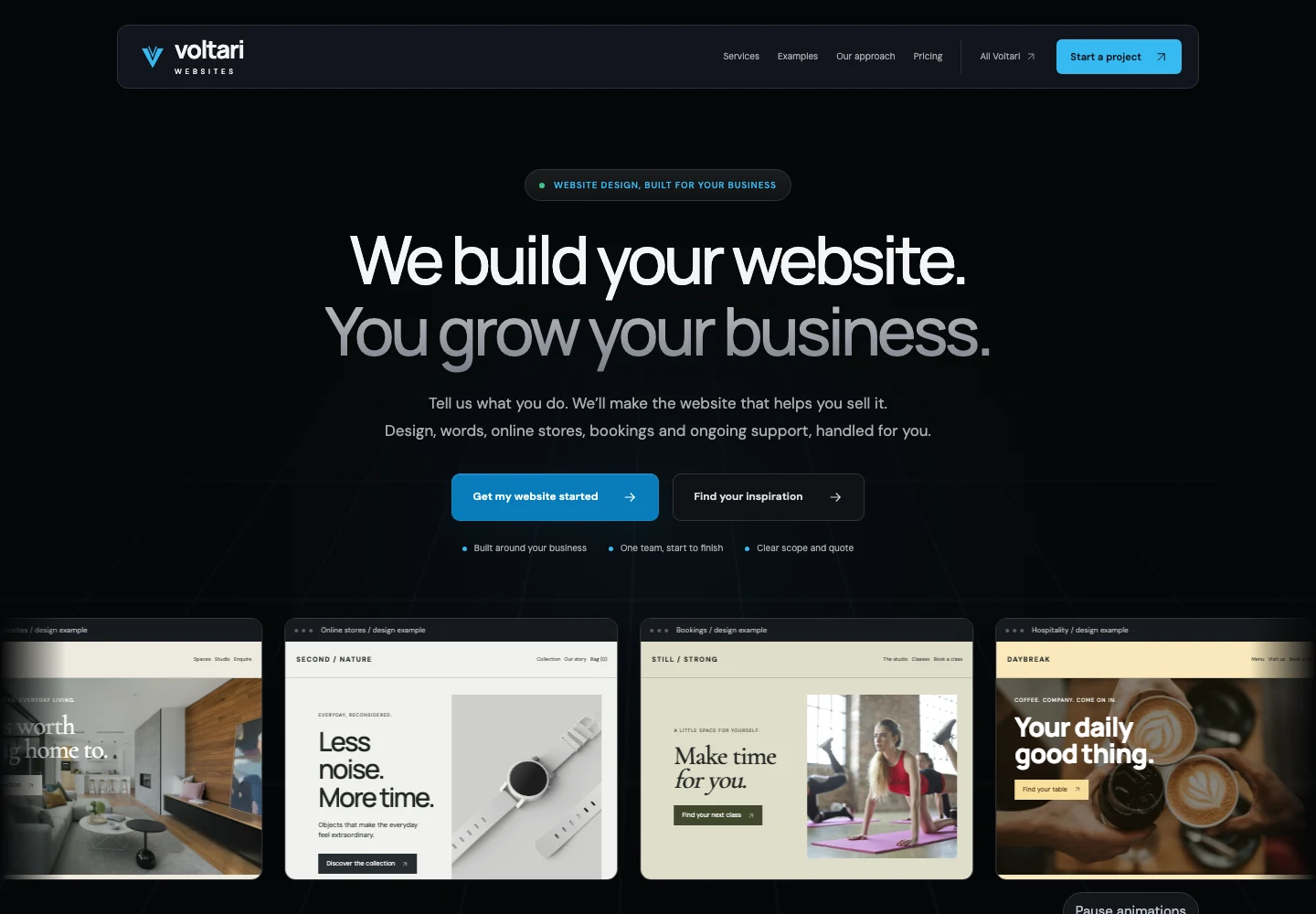 Voltari Websites homepage preview
