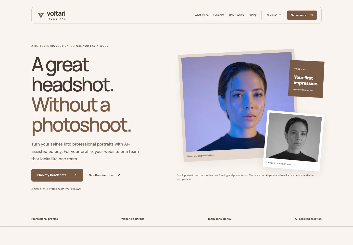 Voltari Headshots actual website homepage snapshot